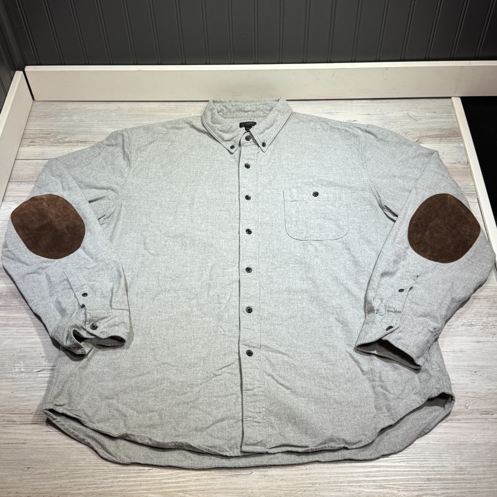 J Crew Classic Oxford w/ Suede elbow patches XXL 100% cotton Light Grey